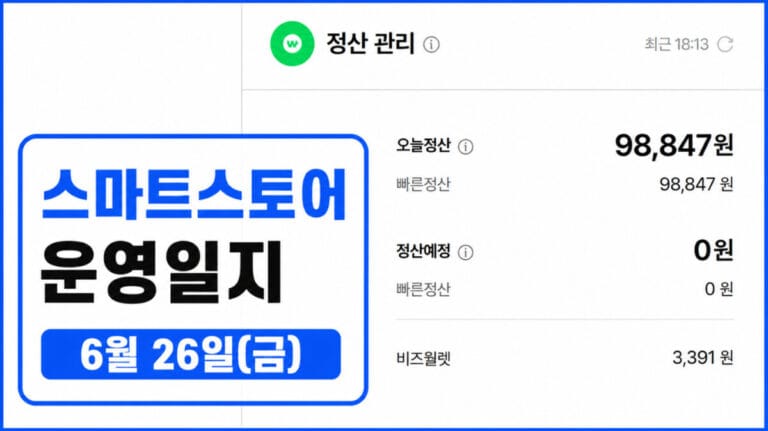 스마트스토어 운영일지 6월 26일(금) — 결제일의 두근거림